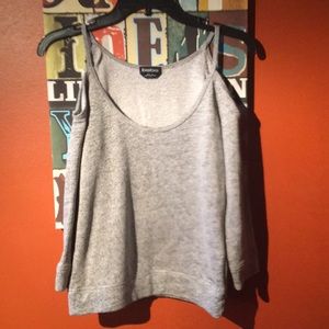 Bebe grayish sweater with uncovered shoulders